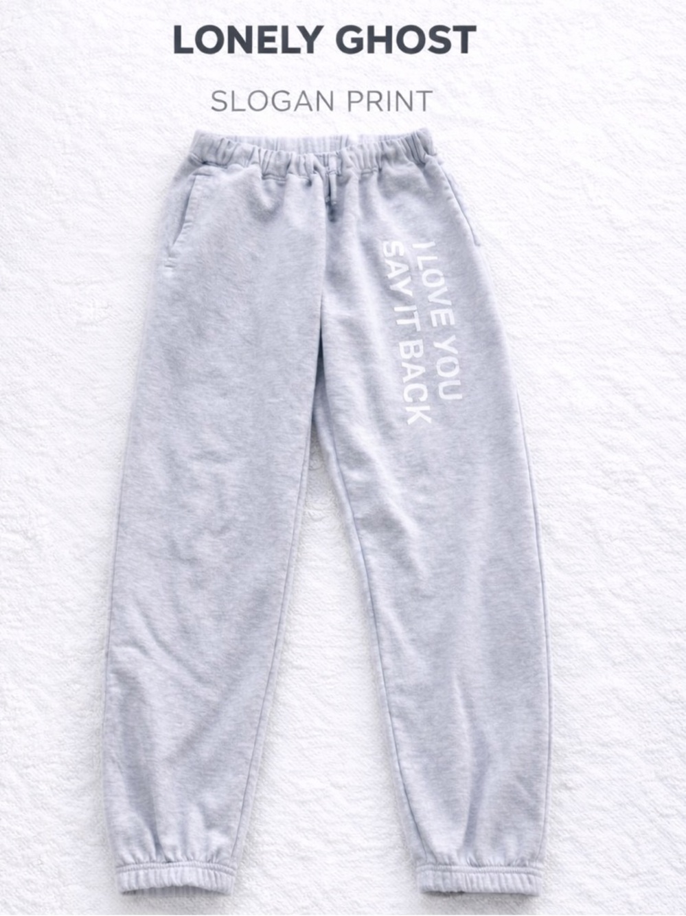 Lonely Ghost Gray Sweatpants “I Love You Say It Back” Joggers Size L